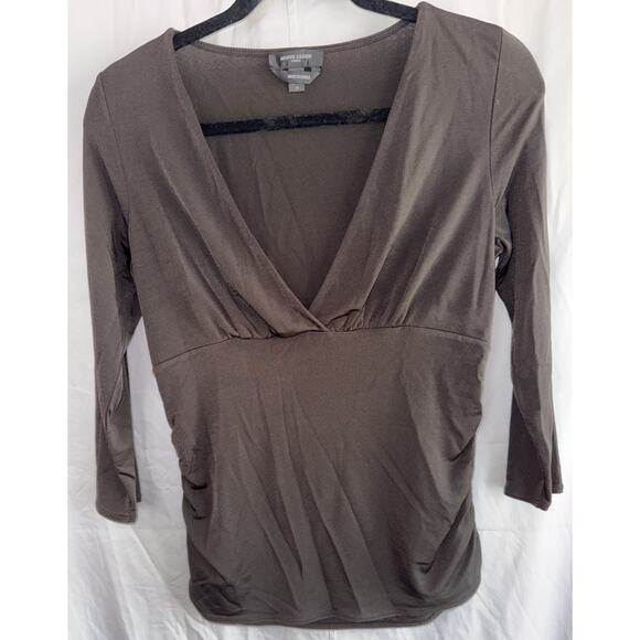 Herve Leger Paris Cutout Deep V Long Sleeve Top Black Womens M Chic Sexy Classic - Picture 2 of 9